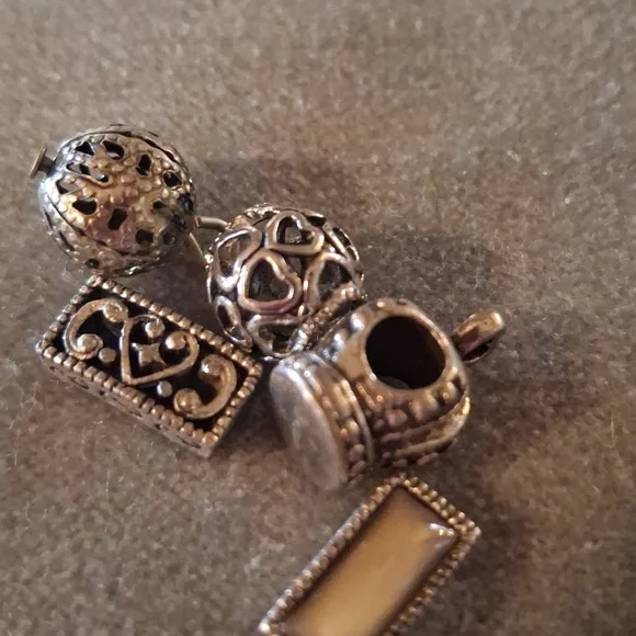 Silver Tone Bead Charms Collection Upcycle Bracelet - Picture 2 of 4